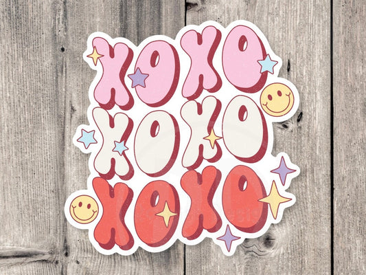 Xoxo sticker, retro Valentine’s Day water bottle sticker, Valentine’s Gift, groovy stickers, love quotes, coffee lover