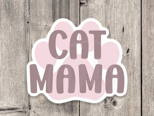 Cat Mama sticker, cute cat lover gift, cat mom stocking stuffer, water bottle sticker, colorful, pet stickers
