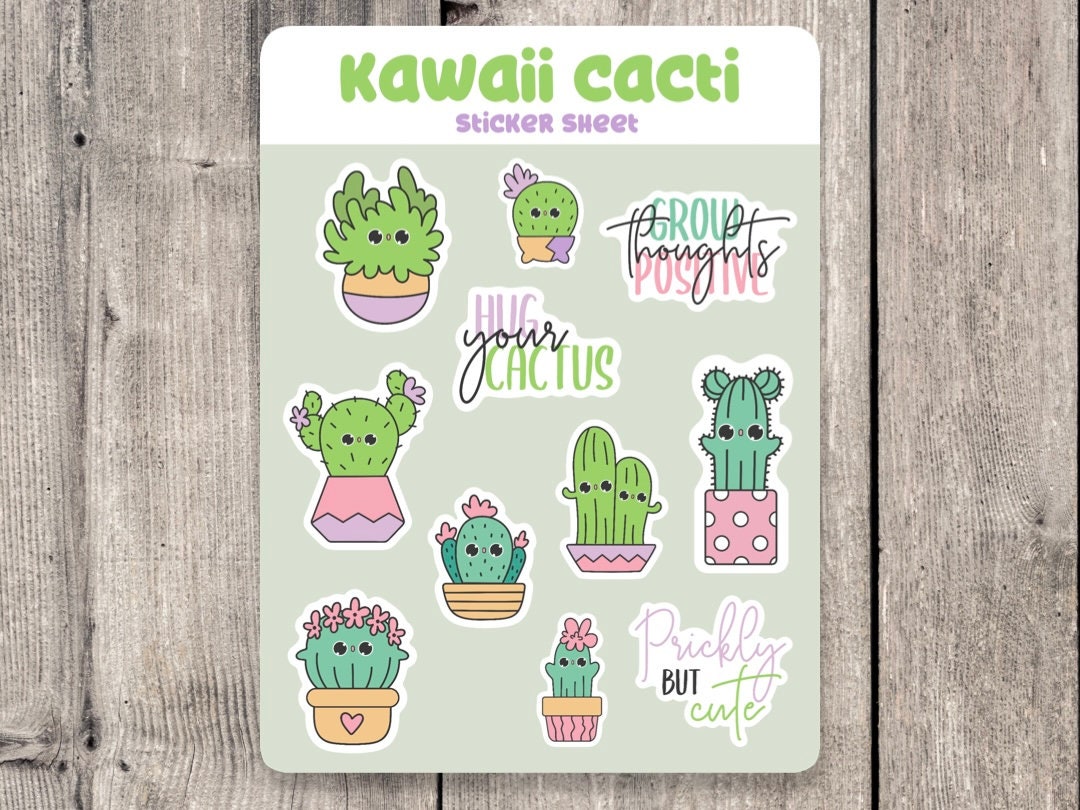 Kawaii Cacti Sticker Sheet Journaling Stickers Mini Planner Stickers Cute Cactus Scrapbooking Bullet Journals Plant Lovers