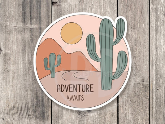 Adventure sticker, adventure awaits, outdoorsy gifts, hiking stickers, camping life, travel stickers, water bottle stickers