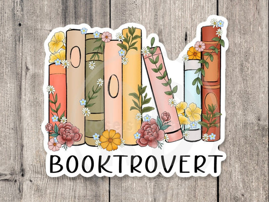 Booktrovert sticker, book worm, book nerd, water bottle sticker, reading quotes, book lover gift, cute, introvert stickers