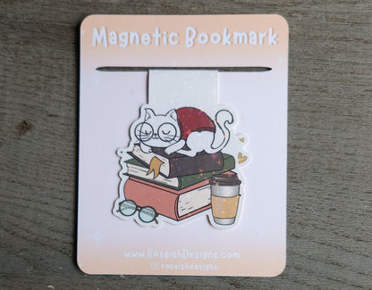 Cats and books magnetic bookmark, book lover gift, reading, bookish, cute cat bookmark magnet, book accessories