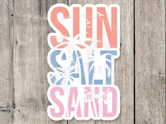 Beach stickers, sun salt sand, beach lover gifts, positive quotes, summer water bottle stickers, laptop stickers