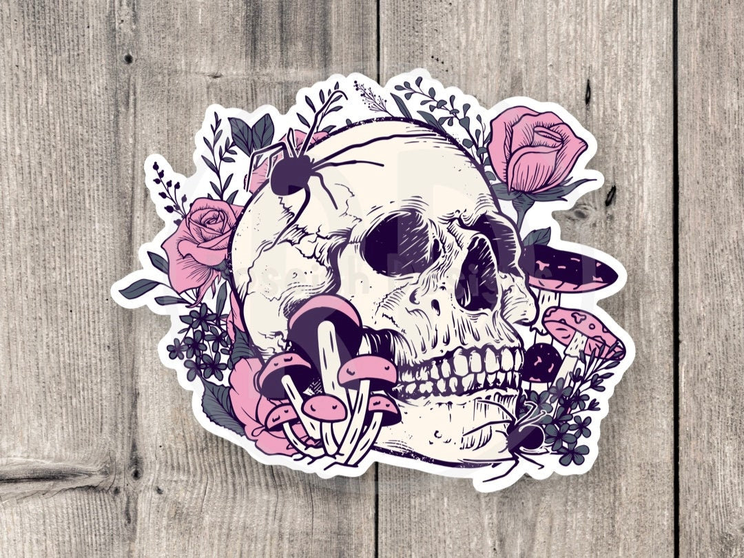 Cute Spooky Goth Skeleton - Vinyl Sticker