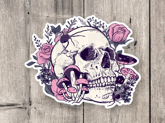 Cute Spooky Goth Skeleton - Vinyl Sticker