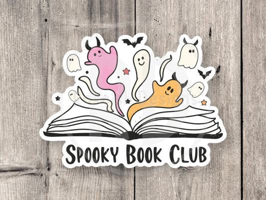 Spooky book club sticker, Halloween sticker, cute ghost, spooky water bottle sticker, laptop, book nerd, book lover gift