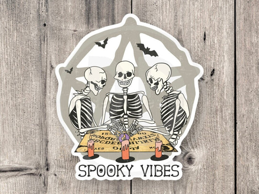 Spooky vibes sticker, Halloween sticker, skeleton, spooky water bottle sticker, laptop, gothic sticker