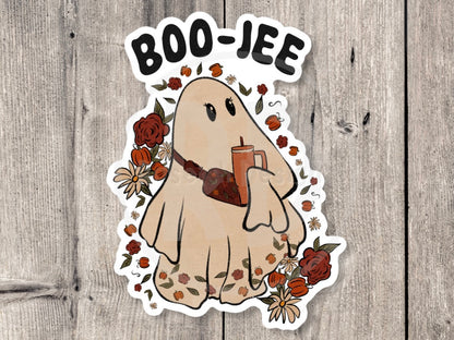 Funny ghost sticker, Boo-Jee, spooky vibes, Halloween stickers, cute ghost, retro stickers, water bottle stickers, Halloween lover, funny