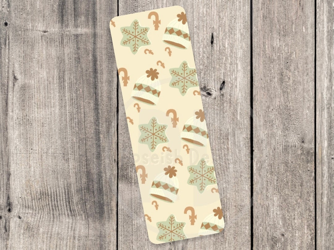 Cute Christmas Bookmark Christmas Trees Book Lover Gift Reading Bookish Winter Bookmarks Stocking Stuffer Neutral Snowflakes