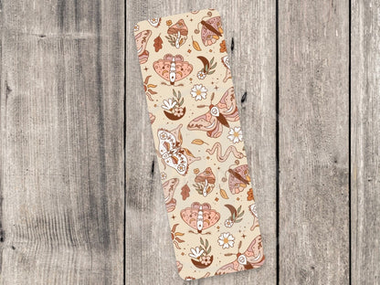 Retro Bookmark Groovy Book Lover Gift Bookish Stocking Stuffer Neutral Bookworm Moths and Flowers