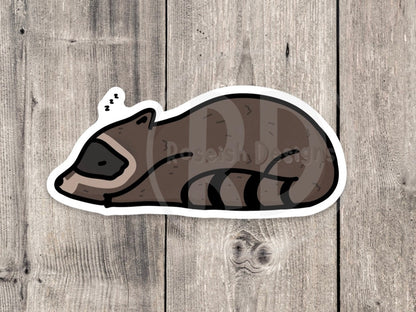 Cute raccoon sticker, sleepy raccoon, water bottle sticker, laptop sticker, raccoon lover gift, animal stickers, trash panda