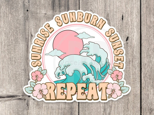 Beach lover water bottle sticker, vintage summer laptop sticker, surfer gift, travel, beachy, summertime quotes, summer vibes, pastel