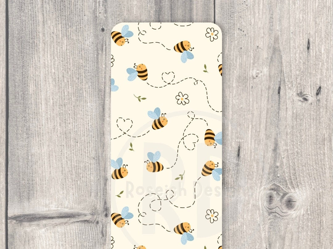 Bees and Hearts Double-Sided Laminated Bookmark - Cute Spring Reading Gift for Book Lovers
