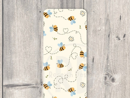 Bees and Hearts Double-Sided Laminated Bookmark - Cute Spring Reading Gift for Book Lovers