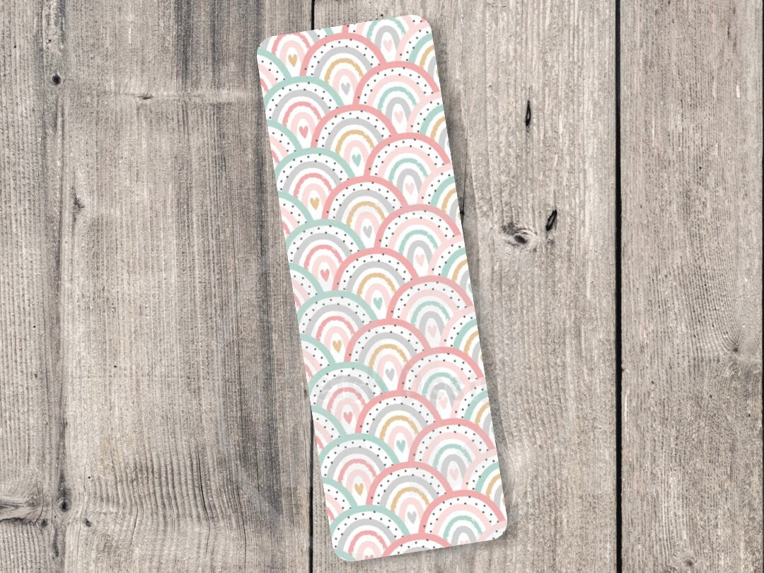 Pastel Rainbow Bookmark set, Rainbows and Hearts, Book lover gift, Bookish, Cute bookmarks, Laminated, Double-sided Bookmark