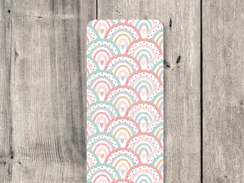 Pastel Rainbow Bookmark set, Rainbows and Hearts, Book lover gift, Bookish, Cute bookmarks, Laminated, Double-sided Bookmark