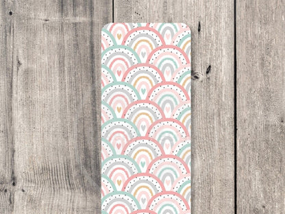 Pastel Rainbow Bookmark set, Rainbows and Hearts, Book lover gift, Bookish, Cute bookmarks, Laminated, Double-sided Bookmark