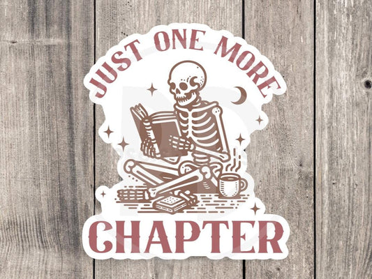 Just one more chapter sticker, book worm, book nerd, water bottle sticker, reading quotes, book lover gift, cute
