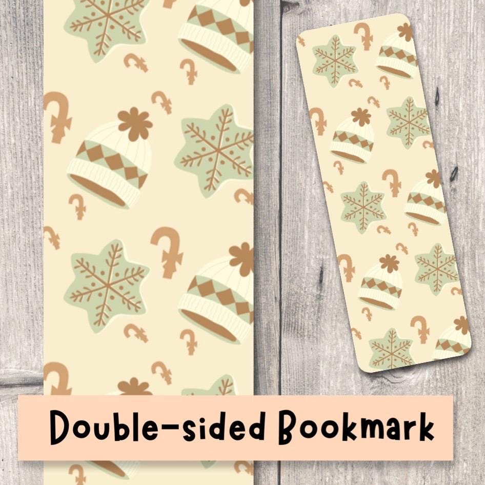 Cute Christmas Bookmark Christmas Trees Book Lover Gift Reading Bookish Winter Bookmarks Stocking Stuffer Neutral Snowflakes