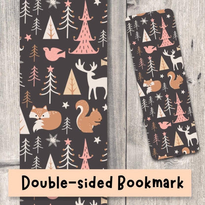 Cute Christmas bookmark, christmas trees, book lover gift, reading, bookish, winter bookmarks, cute winter animals