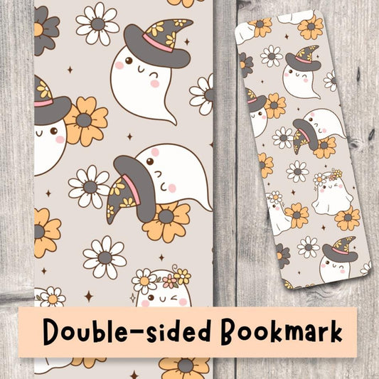 Witchy ghost halloween bookmark, cute ghosts, book lover gift, reading, bookish, spooky book accessories, fall bookmarks, retro