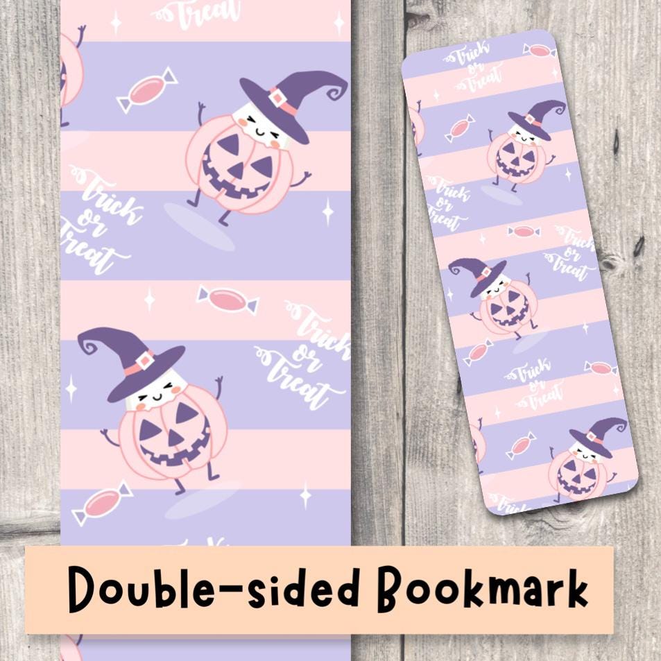 Cute Halloween Bookmark Bookish Gifts Book Accessories for Readers Double-Sided Bookmark Pumpkin Pattern