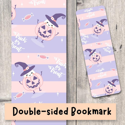 Cute Halloween Bookmark Bookish Gifts Book Accessories for Readers Double-Sided Bookmark Pumpkin Pattern