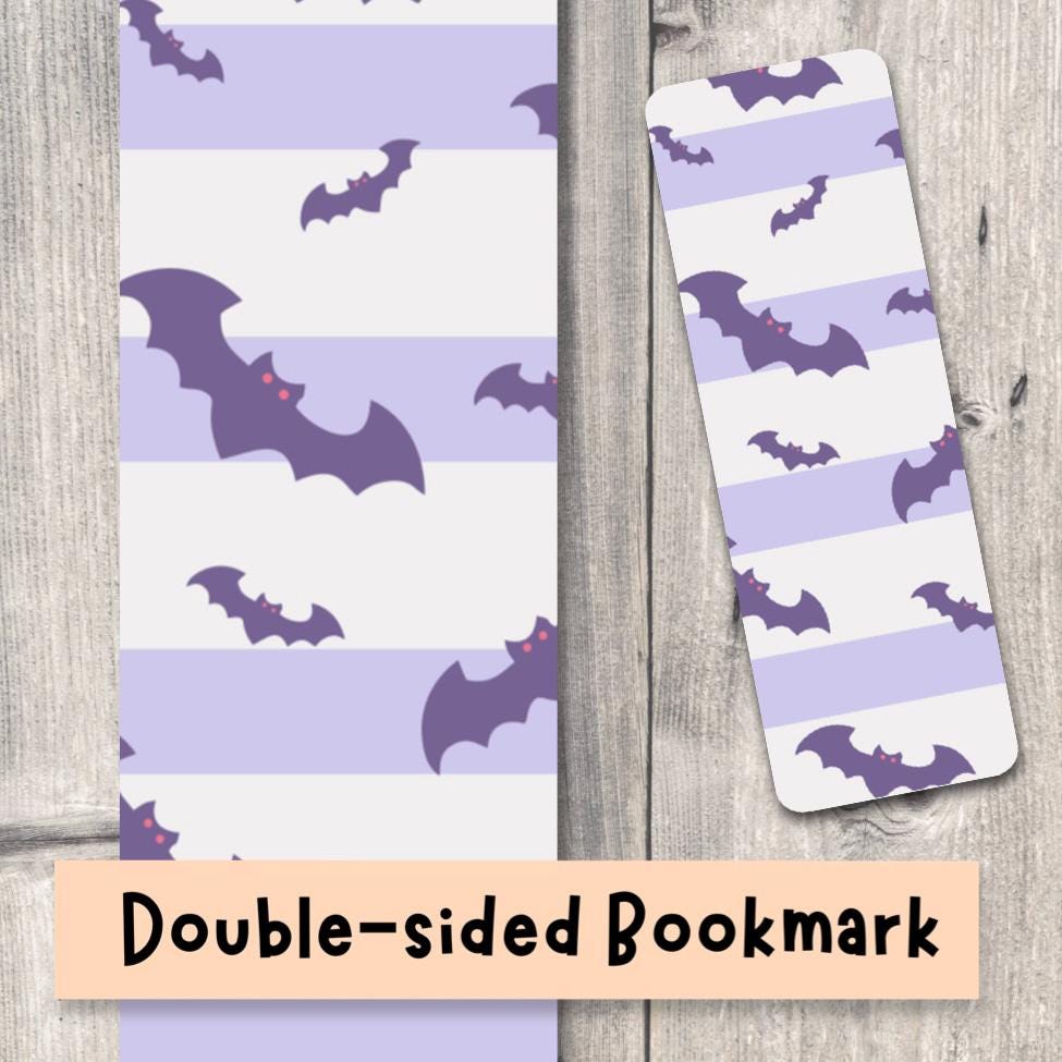 Cute Halloween Bookmark Bookish Gifts Book Accessories for Readers Double-Sided Bookmark Bats Pattern