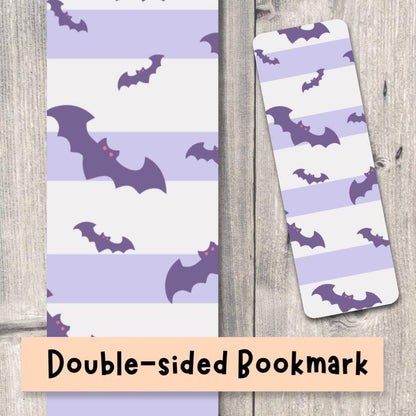 Cute Halloween Bookmark Bookish Gifts Book Accessories for Readers Double-Sided Bookmark Bats Pattern