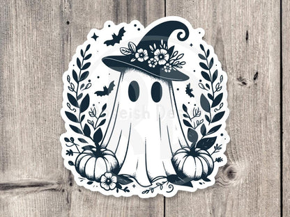 Cute Witchy Halloween Ghost - Vinyl Sticker
