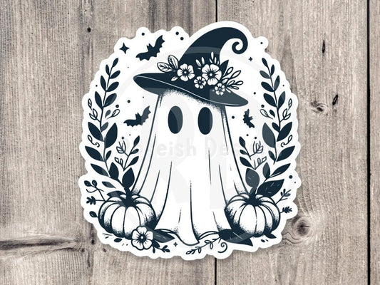 Cute Witchy Halloween Ghost - Vinyl Sticker