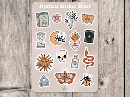 Mystical sticker sheet, witchy stickers, spooky season, planner stickers, celestial gifts