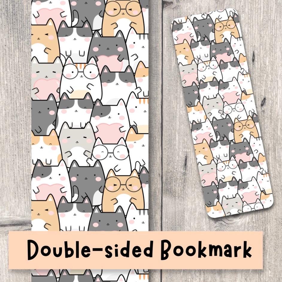 Cat Lover Bookmark Kawaii Kitty Book Lover Gift Bookish Stocking Stuffer Cat Mom Gift Bookworm Cat Pattern