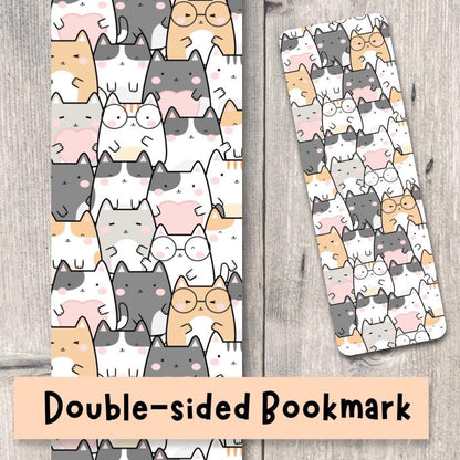 Cat Lover Bookmark Kawaii Kitty Book Lover Gift Bookish Stocking Stuffer Cat Mom Gift Bookworm Cat Pattern