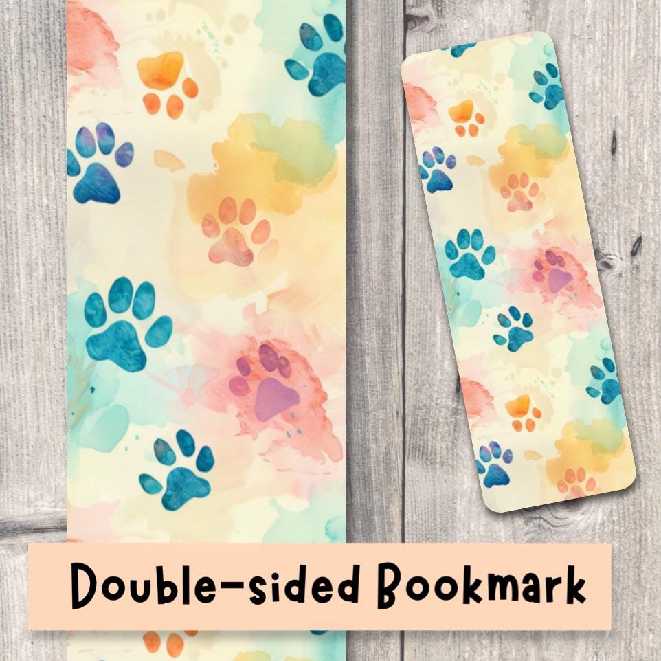 Paw Print Bookmark Bookish Gifts Book Accessory for Dog Lovers Animal Pattern Bookmark Double-Sided