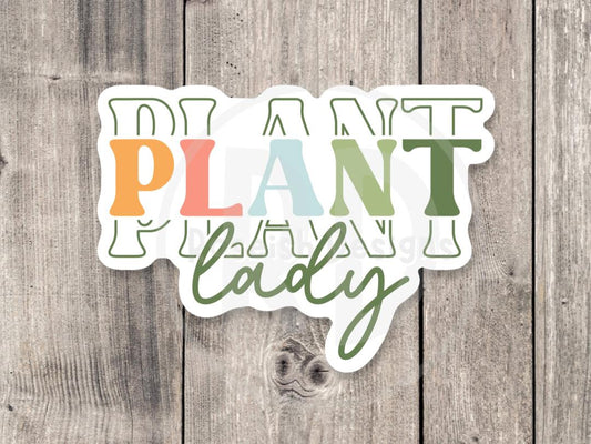 Cute plant lady colorful laptop sticker, funny plant sticker, plant lover gift, plant mom water bottle sticker, gardening, cute houseplant