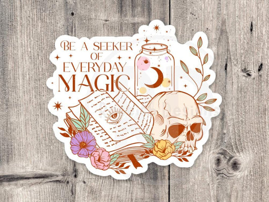 Mystical water bottle sticker, positive quotes, witchy gifts, celestial stickers, floral skull, magical laptop sticker