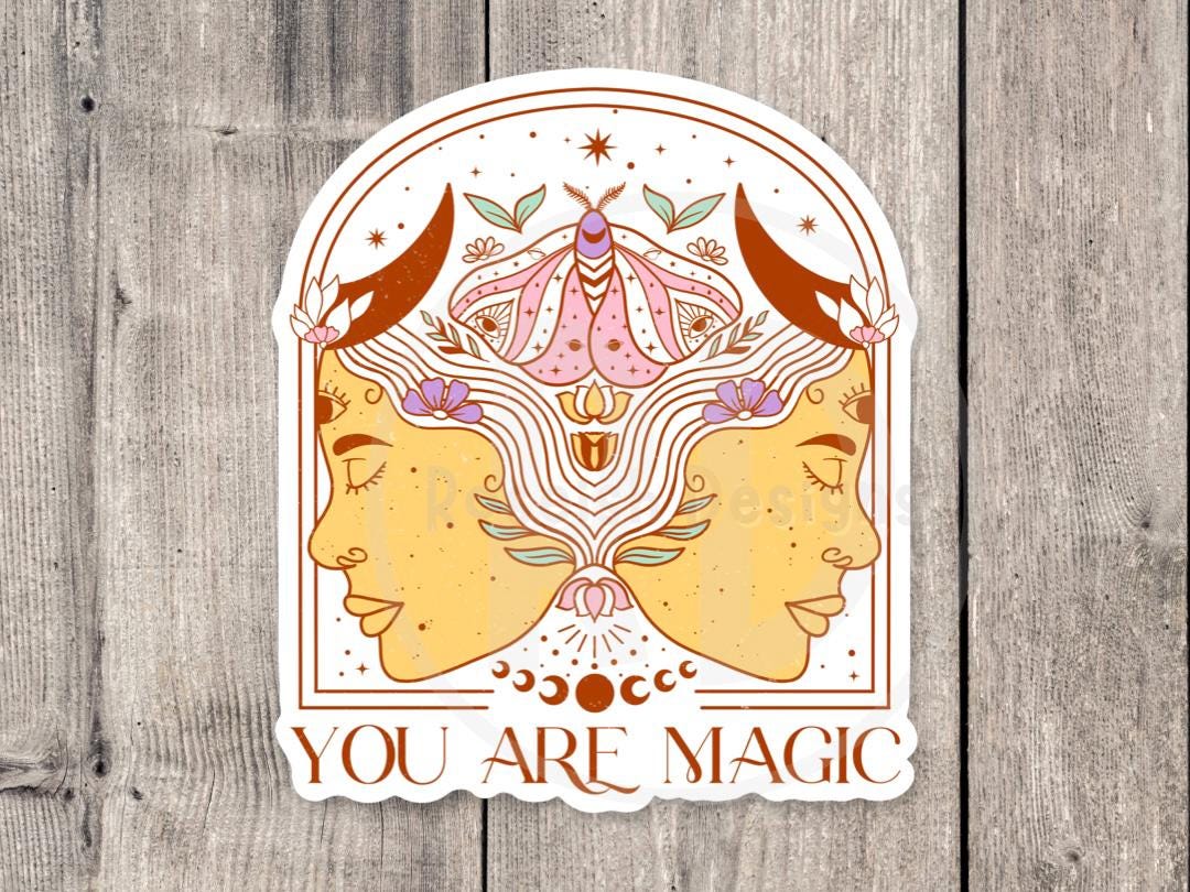 Mystical water bottle sticker, positive quotes, witchy gifts, celestial stickers, you are magic, magical laptop sticker, spiritual