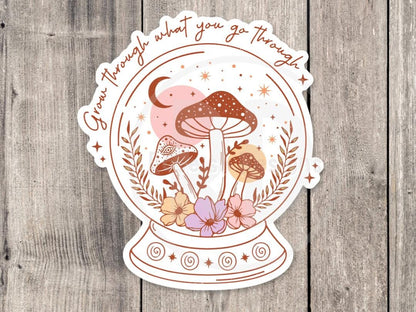 Mystical water bottle sticker, positive quotes, witchy gifts, celestial stickers, grow through what you go through, magical laptop sticker