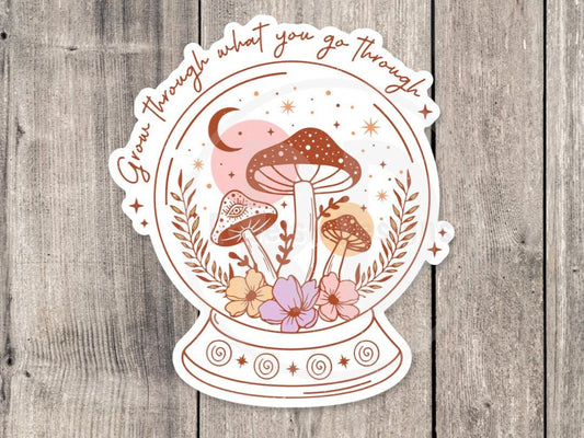 Mystical water bottle sticker, positive quotes, witchy gifts, celestial stickers, grow through what you go through, magical laptop sticker