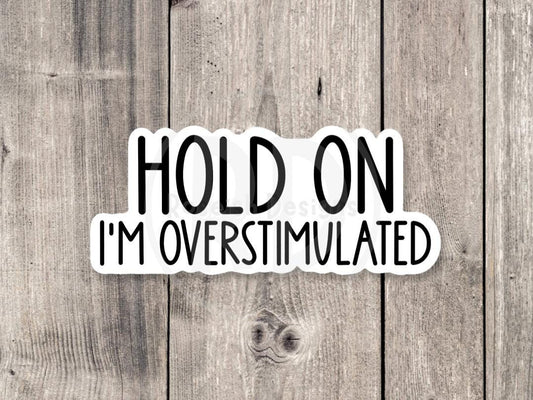 Hold on I’m overstimulated, anxiety Sticker, overthinking, funny mental health sticker, funny quotes, water bottle sticker, neurodivergent