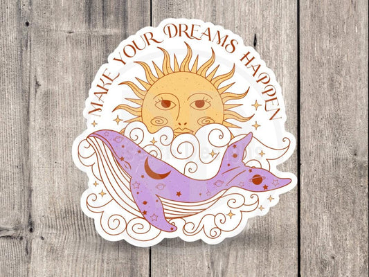Mystical water bottle sticker, positive quotes, witchy gifts, celestial stickers, floral skull, magical laptop sticker, make your dreams
