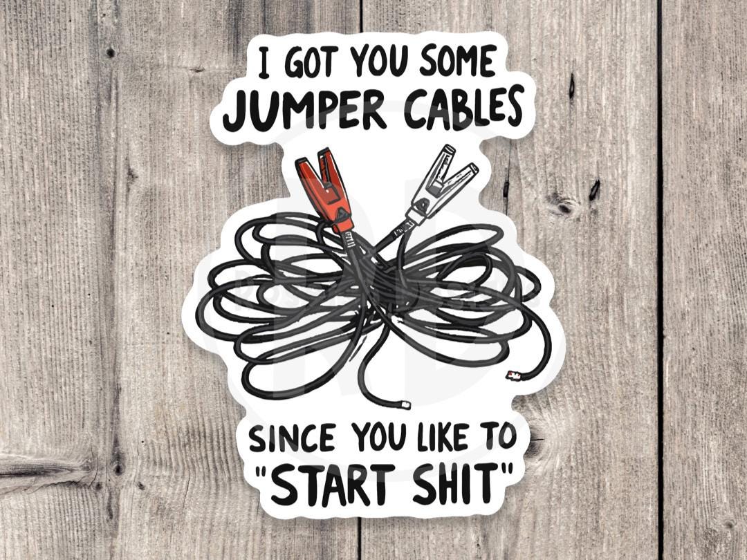 Funny Offensive Jumper Cables - Vinyl Sticker