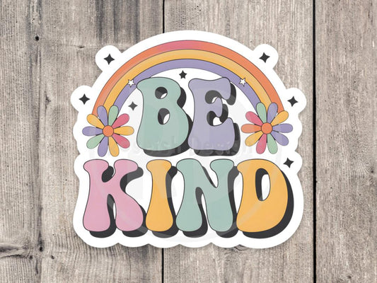 Be kind water bottle sticker, mental health, positive quote sticker, uplifting gift for friends, inspirational, colorful