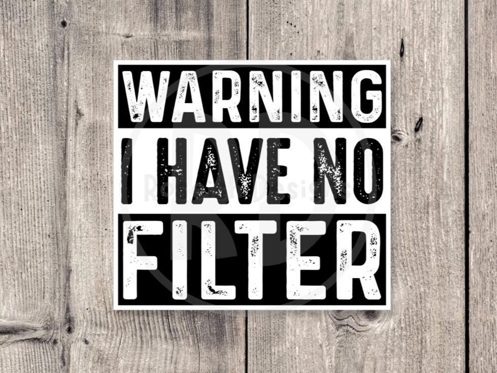 Warning I Have No Filter - Vinyl Sticker