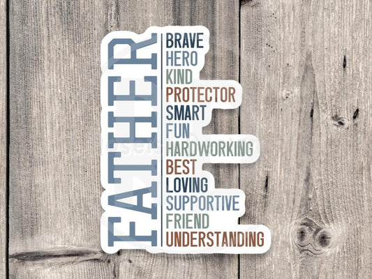Cute father water bottle sticker, fathers day gift, laptop sticker, gift for dad, hero, stickers for him