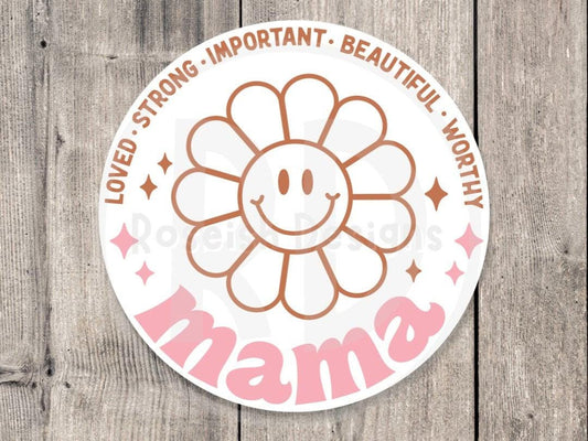 Cute mama sticker, funny Mother’s day gift, water bottle sticker for moms, mental health, retro laptop sticker