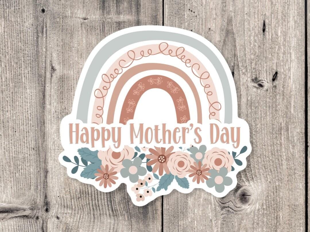 Happy Mother's Day Rainbow sticker, Mother’s Day gift, happy Mother’s Day, boho floral rainbow sticker, water bottle sticker, aesthetic, gifts for mom