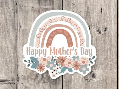 Happy Mother's Day Rainbow sticker, Mother’s Day gift, happy Mother’s Day, boho floral rainbow sticker, water bottle sticker, aesthetic, gifts for mom