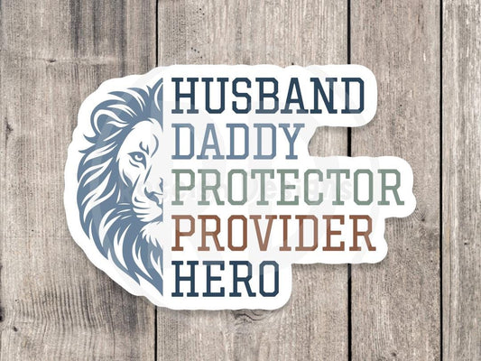 Cute father water bottle sticker, fathers day gift, laptop sticker, gift for dad, hero, stickers for him, parenting, lion sticker